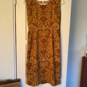 Vintage Sleeveless Tan Orange Pencil Dress Small
